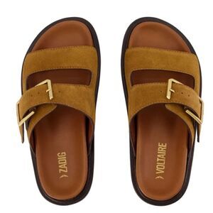 Zadig & Voltaire Alpha Cecilia real suede Sandal in Brown Suede. 40/8.5-9